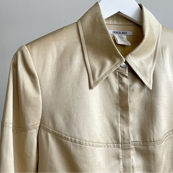 Georges Rech Paris Beige Silk & Wool Collared Zip-Up Jacket - Picture 2 of 5